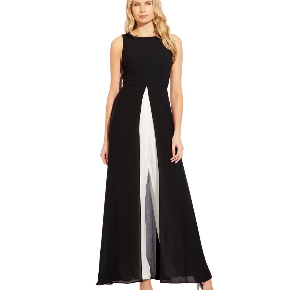 Adrianna Papell - colorblocked overlay jumpsuit size 8